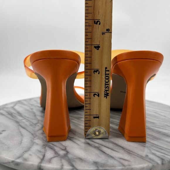 Dolce Vita Heels Womens 9 Orange Novah Angular Slip On Vinyl Transparent Straps - Picture 5 of 11